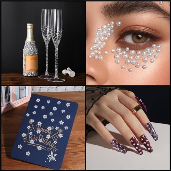 Face Jewels Stick On Pearls Hair Gems  Makeup Gems for Face, Hair, Body, Eye - Picture 7 of 7